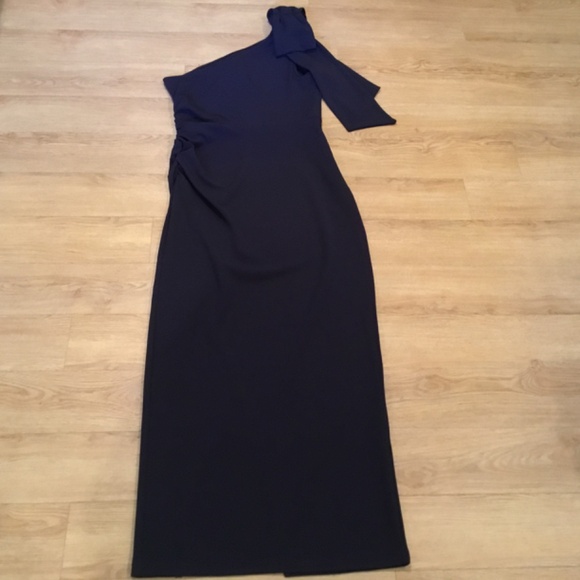 Women's One Shoulder Long Formal Sleeveless Ruched Bodycon Dress - Picture 9 of 9